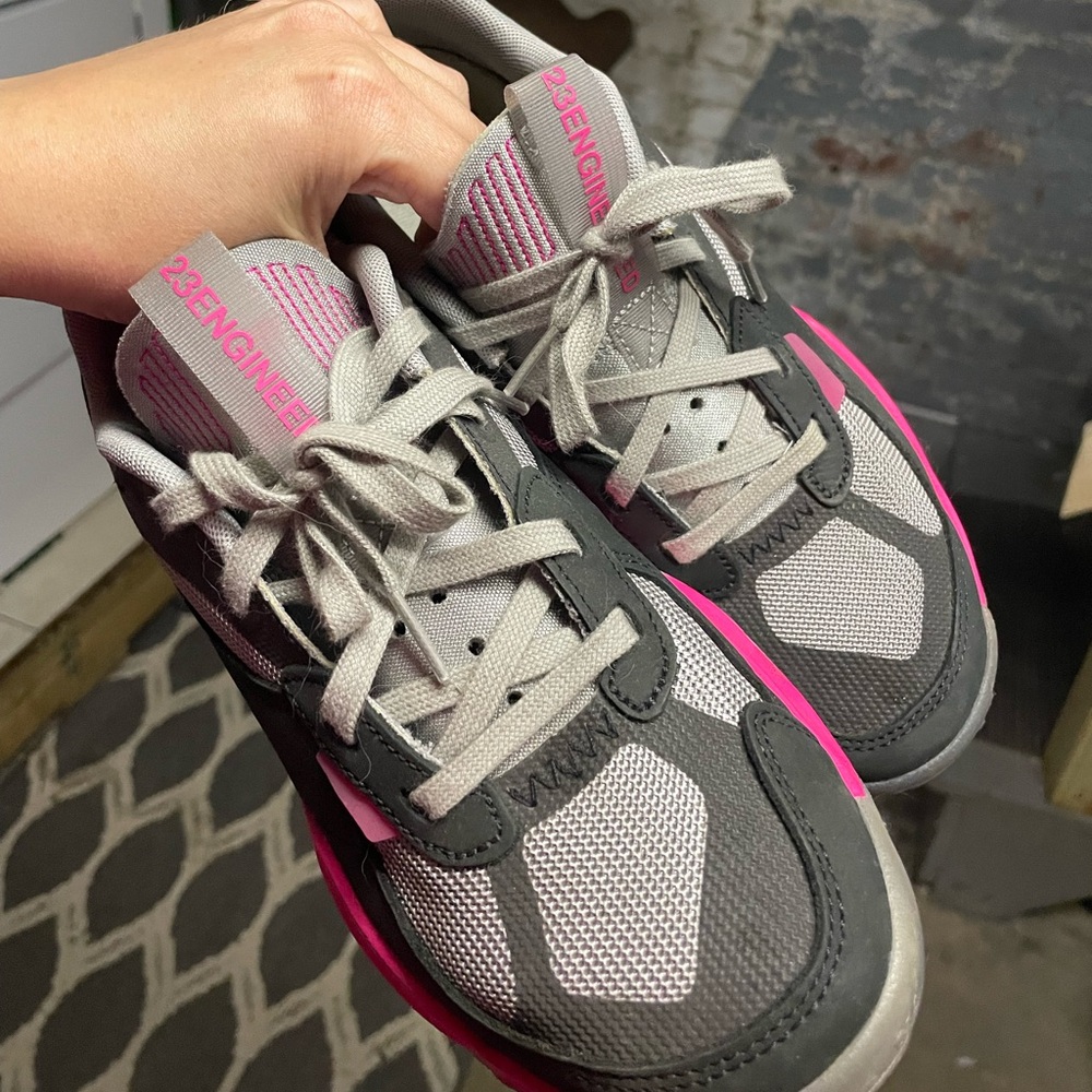 Women’s Jordan’s size 8 grey black and pink
